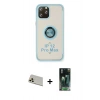 MARSİLYAN™- iPhone 12 Pro Kılıf Yörünge Çizgi - Şeffaf 360 Full Body Arka Koruyucu + Rainbow Kamera Lens Koruma Cam - GD