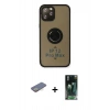 MARSİLYAN™- iPhone 12 Pro Kılıf Yörünge Çizgi - Şeffaf 360 Full Body Arka Koruyucu + Renkli Kamera Lens Koruma Cam - SI