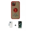 MARSİLYAN™- iPhone 12 Pro Kılıf Yörünge Çizgi - Şeffaf 360 Full Body Arka Koruyucu + Shine Kamera Lens - MI