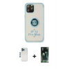 MARSİLYAN™- iPhone 12 Pro Kılıf Yörünge Çizgi - Şeffaf 360 Full Body Arka Koruyucu + Shine Kamera Lens - MI