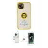 MARSİLYAN™- iPhone 12 Pro Kılıf Yörünge Çizgi - Şeffaf 360 Full Body Arka Koruyucu + Shine Kamera Lens - MI