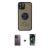 MARSİLYAN™- iPhone 12 Pro Kılıf Yörünge Çizgi - Şeffaf 360 Full Body Arka Koruyucu + Neon Fosforlu Kamera Lens - TU