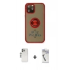 MARSİLYAN™- iPhone 12 Pro Kılıf Yörünge Çizgi - Şeffaf Uv Polymer Nano Ekran Koruyucu + Shine Kamera Lens - GS