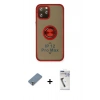 MARSİLYAN™- iPhone 12 Pro Kılıf Yörünge Çizgi - Şeffaf Uv Polymer Nano Ekran Koruyucu + Metal Kamera Lens Koruma Cam - GS