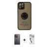 MARSİLYAN™- iPhone 12 Pro Kılıf Yörünge Çizgi - Şeffaf Uv Polymer Nano Ekran Koruyucu + Neon Fosforlu Kamera Lens - SI