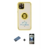 MARSİLYAN™- iPhone 12 Pro Kılıf Yörünge Çizgi - Siyah 34D Hayalet Izgaralı Cam + Shine Kamera Lens Koruma Cam - GD