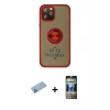 MARSİLYAN™- iPhone 12 Pro Kılıf Yörünge Çizgi - Siyah 34D Hayalet Izgaralı Cam + Shine Kamera Lens Koruma Cam - MI