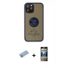 MARSİLYAN™- iPhone 12 Pro Kılıf Yörünge Çizgi - Siyah 34D Hayalet Izgaralı Cam + Shine Kamera Lens Koruma Cam - MI