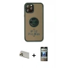 MARSİLYAN™- iPhone 12 Pro Kılıf Yörünge Çizgi - Siyah 34D Hayalet Izgaralı Cam + Rainbow Kamera Lens Koruma Cam - GD