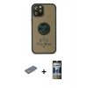 MARSİLYAN™- iPhone 12 Pro Kılıf Yörünge Çizgi - Siyah 34D Hayalet Izgaralı Cam + Renkli Kamera Lens Koruma Cam - SI