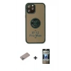 MARSİLYAN™- iPhone 12 Pro Kılıf Yörünge Çizgi - Siyah 34D Hayalet Izgaralı Cam + Shine Kamera Lens Koruma Cam - SABE