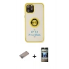 MARSİLYAN™- iPhone 12 Pro Kılıf Yörünge Çizgi - Siyah 34D Hayalet Izgaralı Cam + Shine Kamera Lens Koruma Cam - SABE