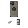 MARSİLYAN™- iPhone 12 Pro Kılıf Yörünge Çizgi - Siyah 34D Hayalet Izgaralı Cam + Shine Kamera Lens Koruma Cam - SABE