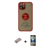 MARSİLYAN™- iPhone 12 Pro Kılıf Yörünge Çizgi - Siyah 34D Hayalet Izgaralı Cam + Shine Kamera Lens Koruma Cam - SABE