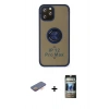 MARSİLYAN™- iPhone 12 Pro Kılıf Yörünge Çizgi - Siyah 34D Hayalet Izgaralı Cam + Renkli Kamera Lens Koruma Cam - TU