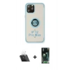 MARSİLYAN™- iPhone 12 Pro Kılıf Yörünge Çizgi - Siyah 360 Mat Full Body Arka Koruyucu + Kamera Lens Koruma Cam - SF