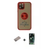 MARSİLYAN™- iPhone 12 Pro Kılıf Yörünge Çizgi - Siyah 360 Mat Full Body Arka Koruyucu + Shine Kamera Lens Koruma Cam - SABE