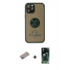 MARSİLYAN™- iPhone 12 Pro Kılıf Yörünge Çizgi - Siyah 360 Mat Full Body Arka Koruyucu + Shine Kamera Lens Koruma Cam - SABE