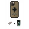 MARSİLYAN™- iPhone 12 Pro Kılıf Yörünge Çizgi - Siyah 360 Mat Full Body Arka Koruyucu + Shine Kamera Lens Koruma Cam - SABE