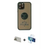 MARSİLYAN™- iPhone 12 Pro Kılıf Yörünge Çizgi - Siyah 3D Antistatik Cam Ekran Koruyucu + Rainbow Kamera Lens Koruma Cam - GD