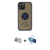 MARSİLYAN™- iPhone 12 Pro Kılıf Yörünge Çizgi - Siyah 3D Antistatik Cam Ekran Koruyucu + Rainbow Kamera Lens Koruma Cam - GD
