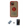 MARSİLYAN™- iPhone 12 Pro Kılıf Yörünge Çizgi - Siyah 3D Antistatik Hayalet Cam Ekran Koruyucu + Metal Kamera Lens Koruma Cam - MI
