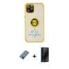 MARSİLYAN™- iPhone 12 Pro Kılıf Yörünge Çizgi - Siyah 3D Antistatik Hayalet Cam Ekran Koruyucu + Metal Kamera Lens Koruma Cam - MI