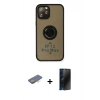 MARSİLYAN™- iPhone 12 Pro Kılıf Yörünge Çizgi - Siyah 3D Antistatik Hayalet Cam Ekran Koruyucu + Renkli Kamera Lens Koruma Cam - TU