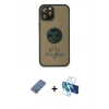 MARSİLYAN™- iPhone 12 Pro Kılıf Yörünge Çizgi - Siyah 3D Antistatik Seramik Nano Ekran Koruyucu + Metal Kamera Lens Koruma Cam - AKYL