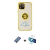 MARSİLYAN™- iPhone 12 Pro Kılıf Yörünge Çizgi - Siyah 3D Antistatik Seramik Nano Ekran Koruyucu + Metal Kamera Lens Koruma Cam - AKYL