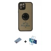 MARSİLYAN™- iPhone 12 Pro Kılıf Yörünge Çizgi - Siyah 3D Antistatik Seramik Nano Ekran Koruyucu + Shine Kamera Lens Koruma Cam - PE