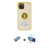 MARSİLYAN™- iPhone 12 Pro Kılıf Yörünge Çizgi - Siyah 3D Antistatik Seramik Nano Ekran Koruyucu + Shine Kamera Lens Koruma Cam - PE