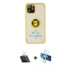 MARSİLYAN™- iPhone 12 Pro Kılıf Yörünge Çizgi - Siyah 3D Antistatik Seramik Nano Ekran Koruyucu + Kamera Lens Koruma Cam - SF