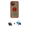 MARSİLYAN™- iPhone 12 Pro Kılıf Yörünge Çizgi - Siyah 3D Antistatik Seramik Nano Ekran Koruyucu + Kamera Lens Koruma Cam - SF