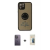 MARSİLYAN™- iPhone 12 Pro Kılıf Yörünge Çizgi - Siyah 6D Mat Seramik Hayalet Nano Ekran Koruyucu + Neon Fosforlu Kamera Lens - BZ