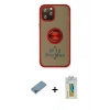 MARSİLYAN™- iPhone 12 Pro Kılıf Yörünge Çizgi - Siyah Polymer Nano Ekran Koruyucu + Shine Kamera Lens Koruma Cam - GI