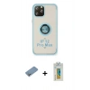 MARSİLYAN™- iPhone 12 Pro Kılıf Yörünge Çizgi - Siyah Polymer Nano Ekran Koruyucu + Gümüş Shine Kamera Lens Koruma Cam
