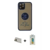 MARSİLYAN™- iPhone 12 Pro Kılıf Yörünge Çizgi - Siyah Polymer Nano Ekran Koruyucu + Rainbow Kamera Lens Koruma Cam - GD