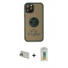 MARSİLYAN™- iPhone 12 Pro Kılıf Yörünge Çizgi - Siyah Polymer Nano Ekran Koruyucu + Rainbow Kamera Lens Koruma Cam - GD