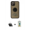 MARSİLYAN™- iPhone 12 Pro Kılıf Yörünge Çizgi - Siyah Polymer Nano Ekran Koruyucu + Kamera Lens Koruma Cam - SF