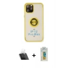 MARSİLYAN™- iPhone 12 Pro Kılıf Yörünge Çizgi - Siyah Polymer Nano Ekran Koruyucu + Kamera Lens Koruma Cam - SF