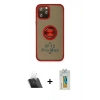 MARSİLYAN™- iPhone 12 Pro Kılıf Yörünge Çizgi - Siyah Polymer Nano Ekran Koruyucu + Kamera Lens Koruma Cam - SF