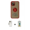 MARSİLYAN™- iPhone 12 Pro Kılıf Yörünge Çizgi - Siyah Polymer Nano Ekran Koruyucu + Shine Kamera Lens - GD