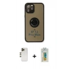 MARSİLYAN™- iPhone 12 Pro Kılıf Yörünge Çizgi - Siyah Polymer Nano Ekran Koruyucu + Shine Kamera Lens - GD