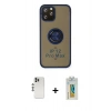 MARSİLYAN™- iPhone 12 Pro Kılıf Yörünge Çizgi - Siyah Polymer Nano Ekran Koruyucu + Shine Kamera Lens - GS