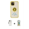 MARSİLYAN™- iPhone 12 Pro Kılıf Yörünge Çizgi - Siyah Polymer Nano Ekran Koruyucu + Shine Kamera Lens - GS