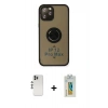 MARSİLYAN™- iPhone 12 Pro Kılıf Yörünge Çizgi - Siyah Polymer Nano Ekran Koruyucu + Shine Kamera Lens - GS