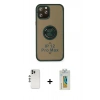 MARSİLYAN™- iPhone 12 Pro Kılıf Yörünge Çizgi - Siyah Polymer Nano Ekran Koruyucu + Shine Kamera Lens - GS