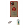 MARSİLYAN™- iPhone 12 Pro Kılıf Yörünge Çizgi - Siyah Polymer Nano Ekran Koruyucu + Shine Kamera Lens Koruma Cam - SABE