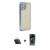 MARSİLYAN™- iPhone 12 Pro Kılıf Yörünge Koleksiyonu - Şeffaf 360 Full Body Arka Koruyucu + Kamera Lens Koruma Cam - SF